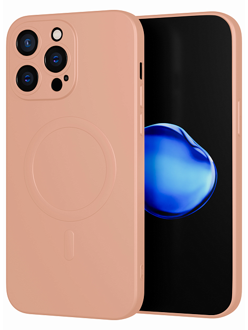 Силиконовый чехол с микрофиброй и MagSafe для Apple iPhone 14 Pro Max Розовый