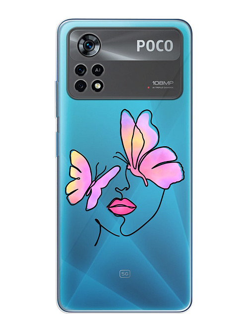 Силиконовый чехол для Poco X4 Pro (5G) Девушка с бабочками