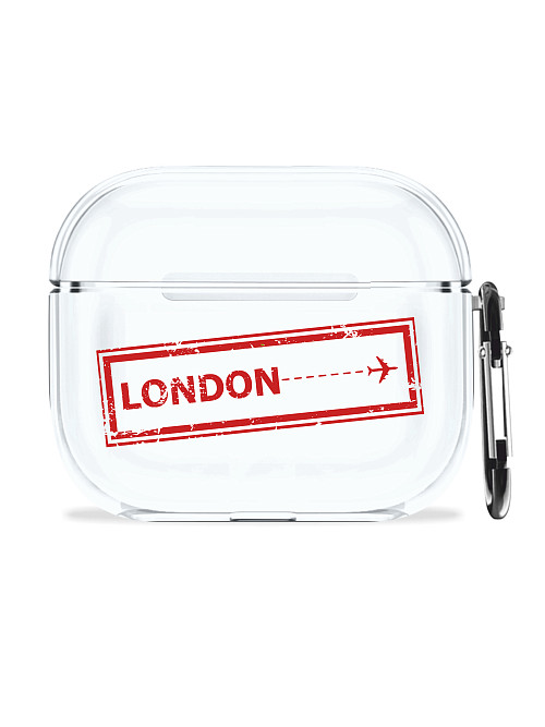 Силиконовый чехол для наушников глянцевый для AirPods 3 "Билет в Лондон"