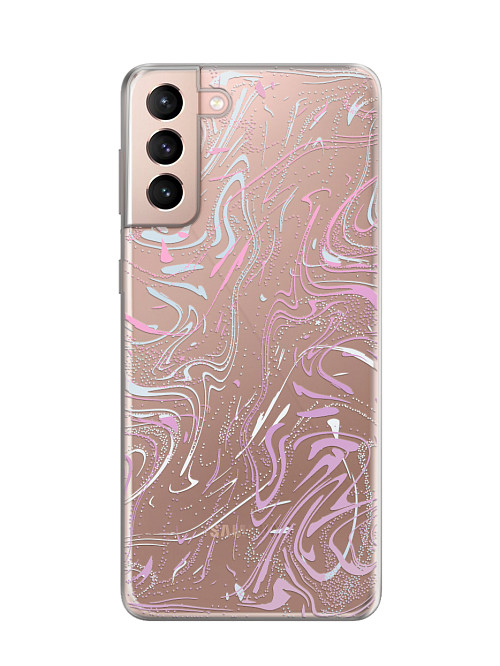 Силиконовый чехол для Samsung Galaxy S21+ (5G) "Розовые разводы"