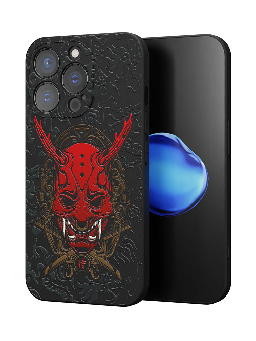 Силиконовый чехол для Apple iPhone 15 Pro "Red Oni mask"