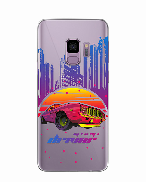 Силиконовый чехол для Samsung Galaxy S9 Retrowave Miami