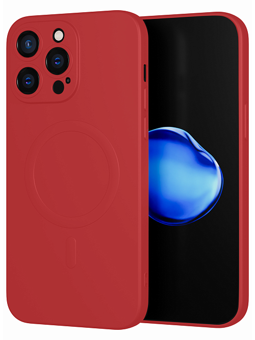 Силиконовый чехол с микрофиброй и MagSafe для Apple iPhone 14 Pro Max Красный