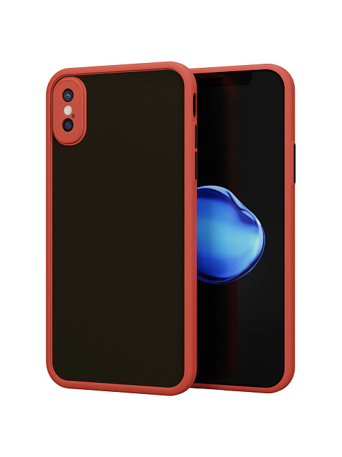 Противоударный чехол для Apple iPhone Xs красный / прозрачный / черный
