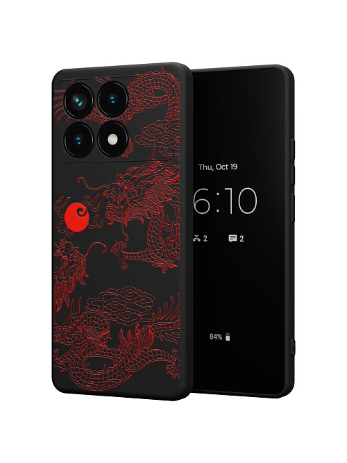 Силиконовый чехол для Poco X6 Pro (5G) "Красный японский дракон"