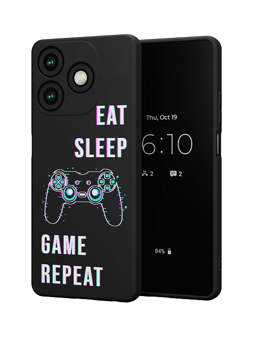 Силиконовый чехол для Tecno Spark 10 "Eat Sleep Game repeat"