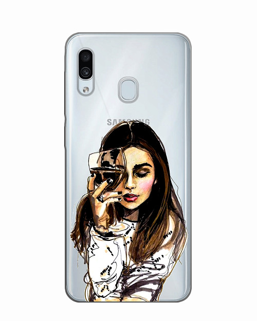 Силиконовый чехол для Samsung Galaxy A30 Девушка с вином