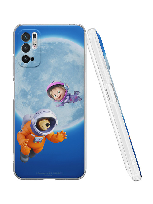 Силиконовый чехол для Xiaomi Redmi Note 10T "Маша и медведь: В космосе"