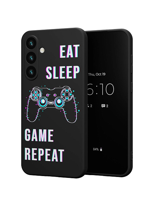 Силиконовый чехол для Samsung Galaxy S24 Plus "Eat Sleep Game repeat"