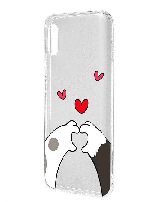 Силиконовый чехол для Xiaomi Redmi 9A Лапки с сердцем