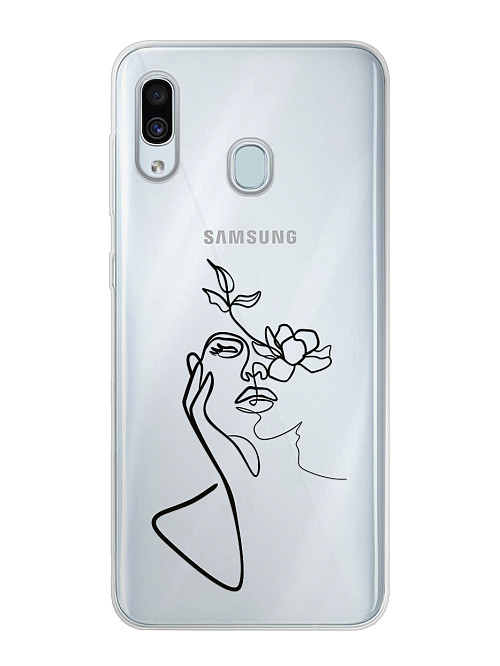Силиконовый чехол для Samsung Galaxy A30 Девушка и цветы