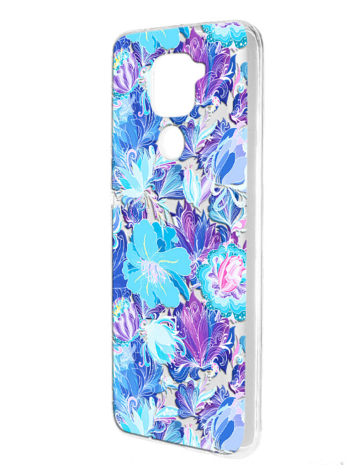 Силиконовый чехол для Xiaomi Redmi Note 9 "Голубые цветы"