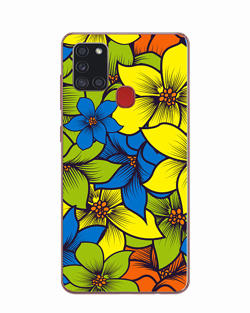 Силиконовый чехол для Samsung Galaxy A21s "Цветы ваниль"