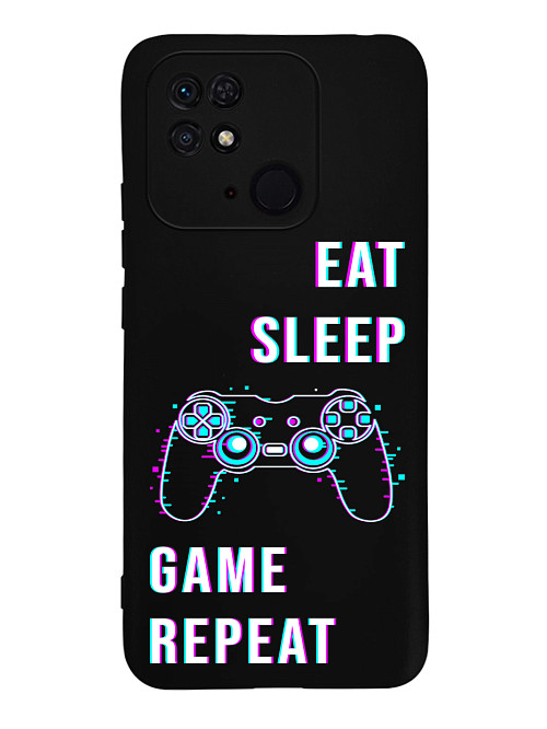 Силиконовый чехол для Xiaomi Redmi 10C/POCO C40 Eat Sleep Game repeat