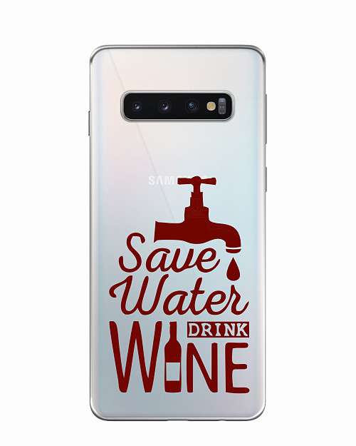 Силиконовый чехол для Samsung Galaxy S10 Береги воду, пей вино