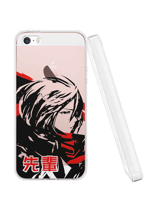 Силиконовый чехол для Apple iPhone SE (2016) "Атака титанов - Mikasa Ackerman"