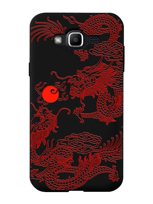 Силиконовый чехол для Samsung J3 2016 Красный японский дракон