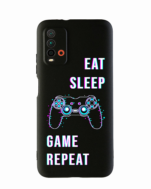 Силиконовый чехол для Xiaomi Redmi 9T "Eat Sleep Game repeat"