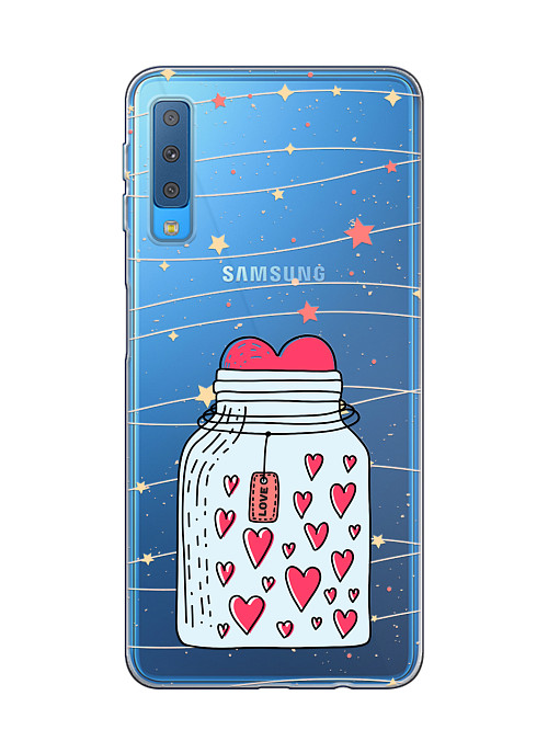 Силиконовый чехол для Samsung A7 2018 (A750) Баночка с сердечками