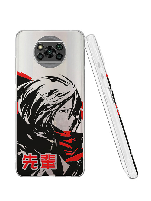 Силиконовый чехол для Poco X3 NFC "Атака титанов - Mikasa Ackerman"