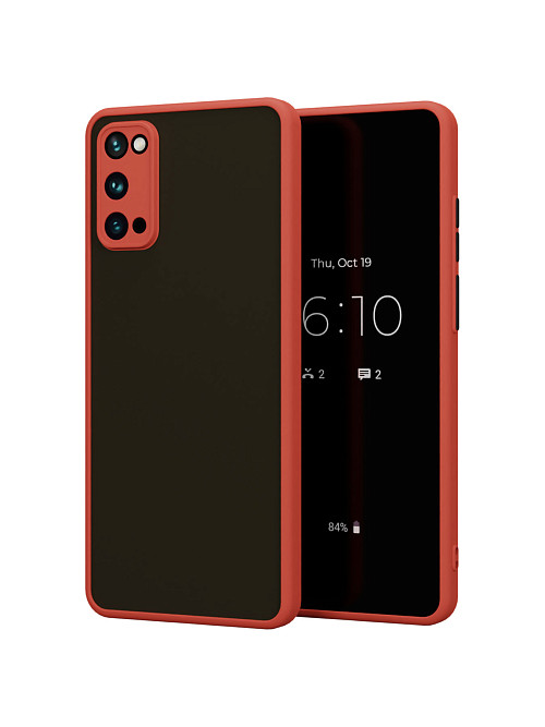 Противоударный чехол для Samsung Galaxy S20 красный / прозрачный / черный