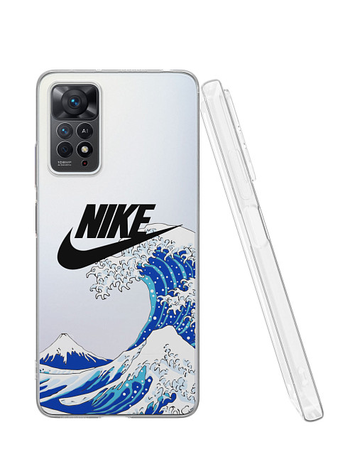 Силиконовый чехол для Xiaomi Redmi Note 11 Pro (4G) "NOVEL: Nike и волна"