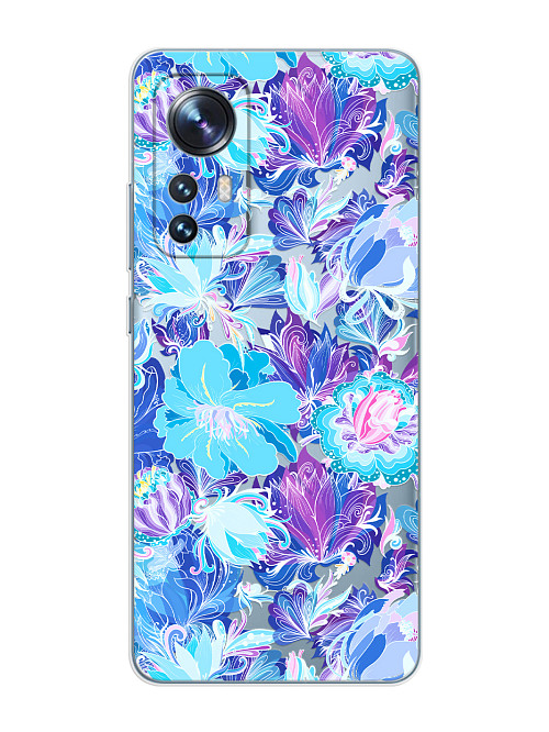 Силиконовый чехол для Xiaomi 12/12X Голубые цветы