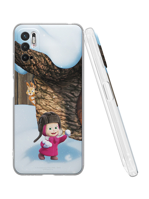 Силиконовый чехол для Xiaomi Redmi Note 10T "Маша и медведь: Маша и белка"