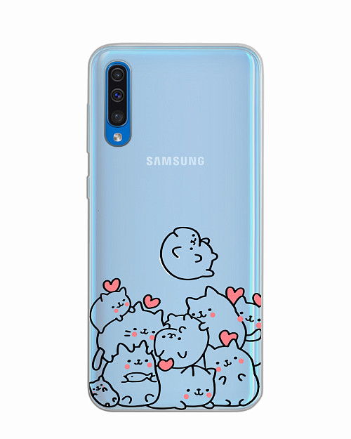 Силиконовый чехол для Samsung Galaxy A50 "Котики"