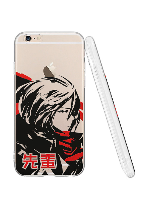 Силиконовый чехол для Apple iPhone 6 "Атака титанов - Mikasa Ackerman"