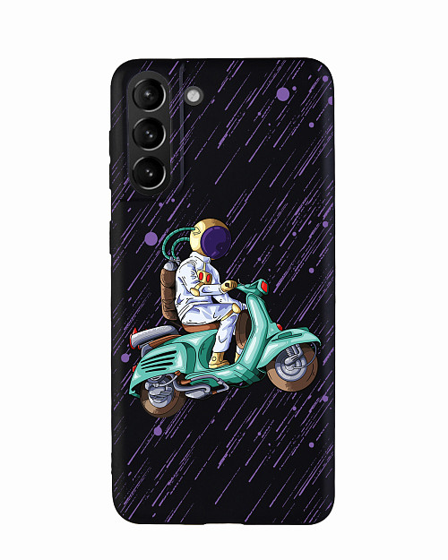 Силиконовый чехол для Samsung Galaxy S21+ (5G) "Космонавт на скутере"