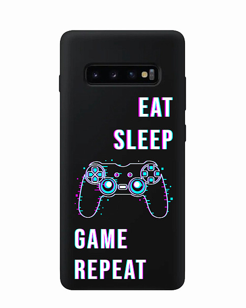 Силиконовый чехол для Samsung Galaxy S10 Eat Sleep Game repeat