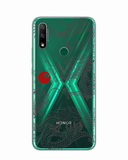 Силиконовый чехол для Huawei Y9 Prime (2019) "Японский дракон"