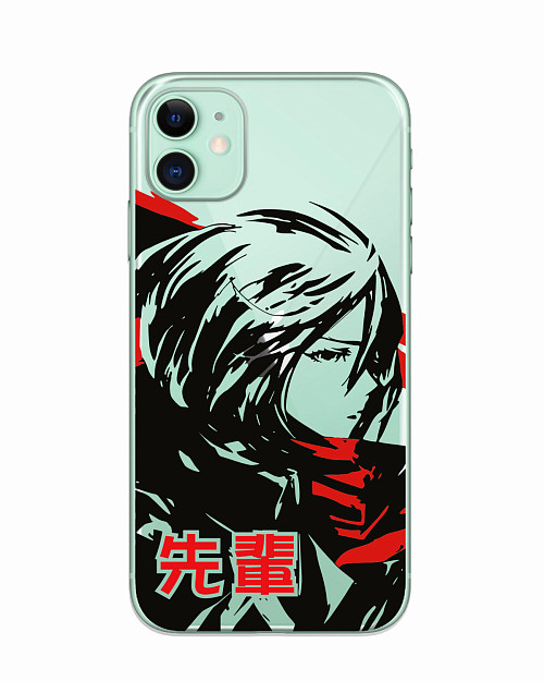 Силиконовый чехол для Apple iPhone 11 "Атака титанов - Mikasa Ackerman"