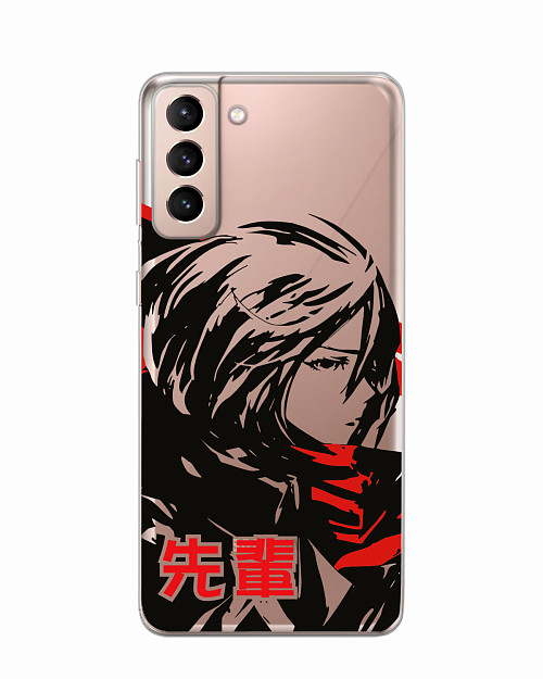 Силиконовый чехол для Samsung Galaxy S21+ (5G) "Атака титанов - Mikasa Ackerman"