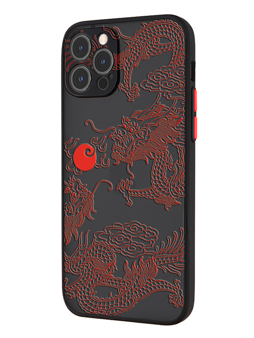 Противоударный чехол для Apple iPhone 12 Pro Красный японский дракон