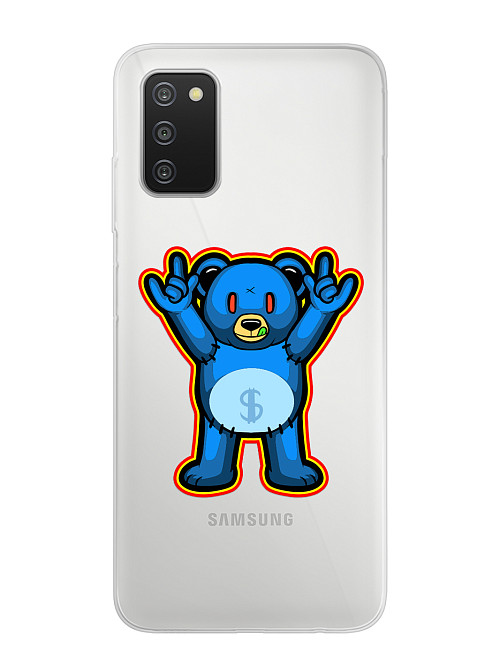 Силиконовый чехол для Samsung Galaxy A03S Мишка Доллар