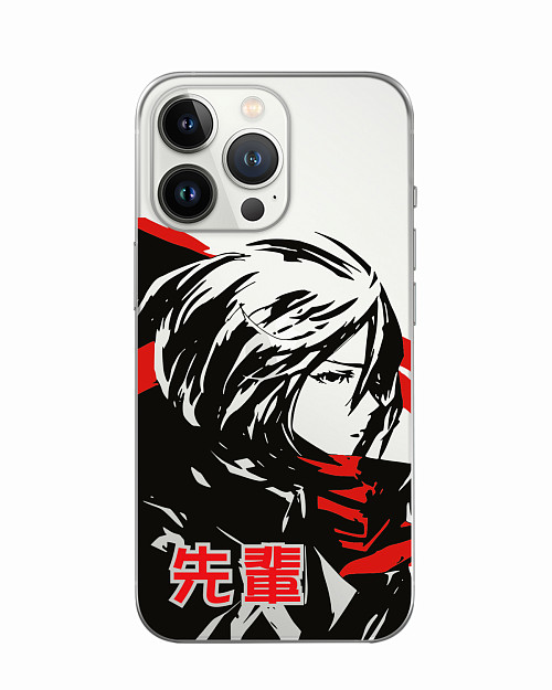 Силиконовый чехол для Apple iPhone 13 Pro Атака титанов - Mikasa Ackerman