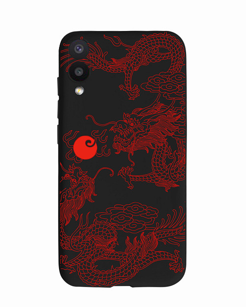 Силиконовый чехол для Samsung Galaxy A02 Красный японский дракон