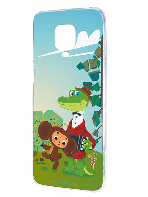 Силиконовый чехол для Xiaomi Redmi Note 9 Pro Чебурашка:  Друзья на прогулке