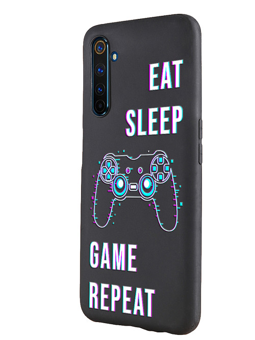 Силиконовый чехол для Realme 6 Pro Eat Sleep Game repeat