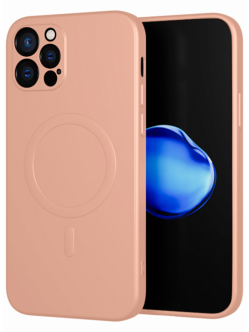 Силиконовый чехол с микрофиброй и MagSafe для Apple iPhone 12 Pro Max Розовый