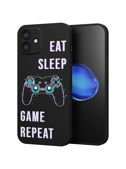 Силиконовый чехол для Apple iPhone 12 "Eat Sleep Game repeat"