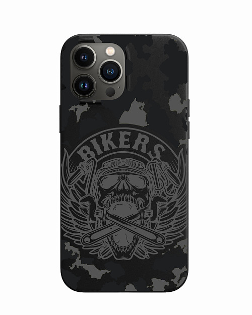 Силиконовый чехол для Apple iPhone 13 Pro Max Bikers серый