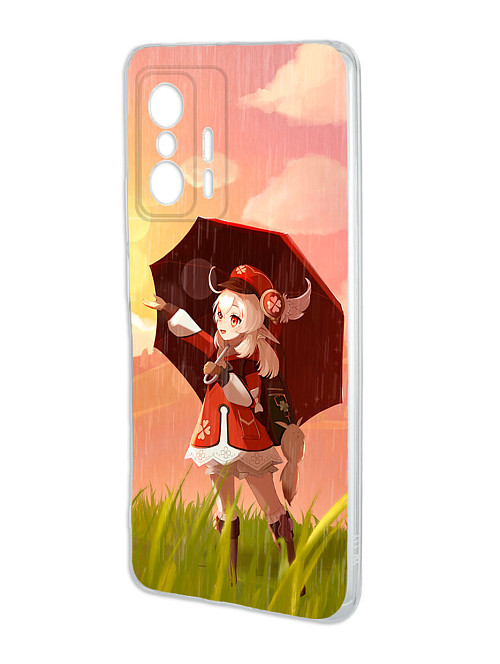 Силиконовый чехол для Xiaomi 11T Genshin Impact: Кли под дождем