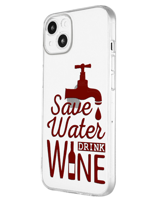 Силиконовый чехол для Apple iPhone 13 Береги воду, пей вино
