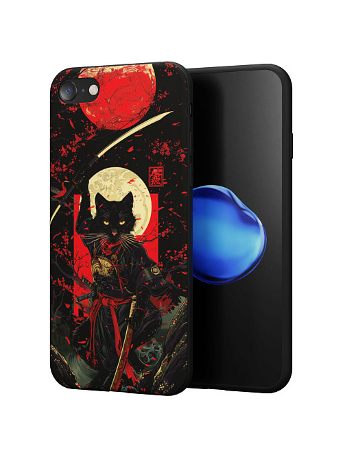 Силиконовый чехол для Apple iPhone 8 "Кот-самурай"