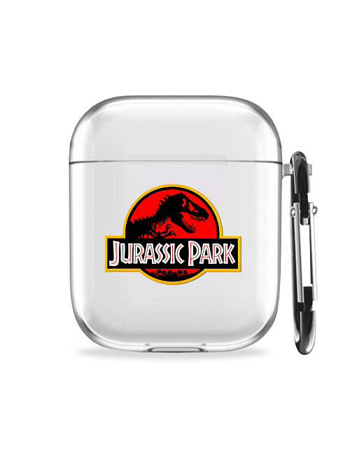 Силиконовый чехол для наушников глянцевый на AirPods 1/2 "NOVEL: Jurassic Park"