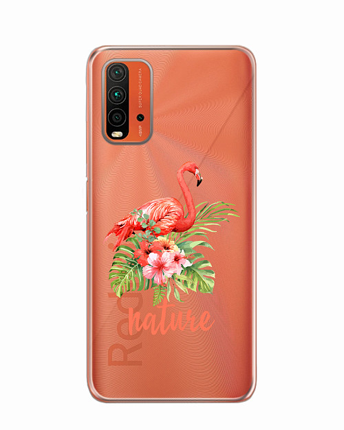 Силиконовый чехол для Xiaomi Redmi 9T "Розовый фламинго"