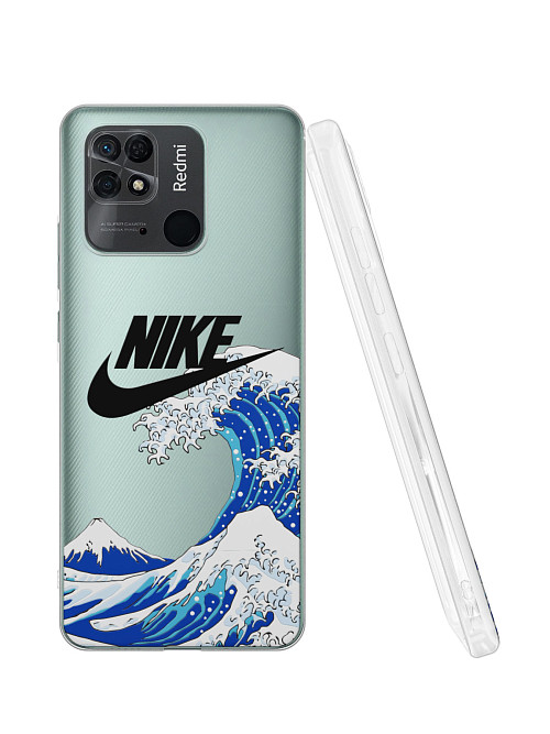 Силиконовый чехол для Xiaomi Redmi 10C "NOVEL: Nike и волна"